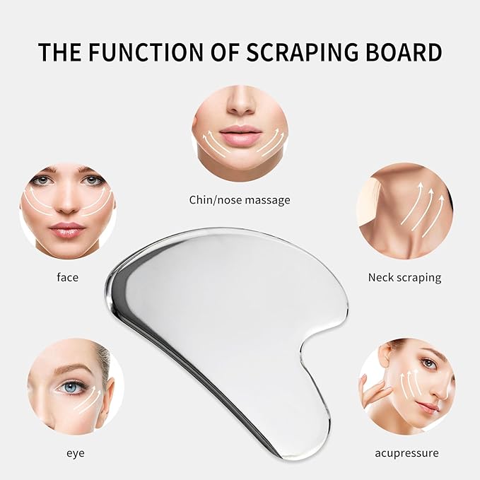ONLYSKY BEAUTY Face Roller Gua-Sha Set Facial Roller kit for Face Skincare, Stainless-Steel Stone Sculpting Tool, Massager Roller for Skin Care,Gift for Men and Women-GlimoraGlow