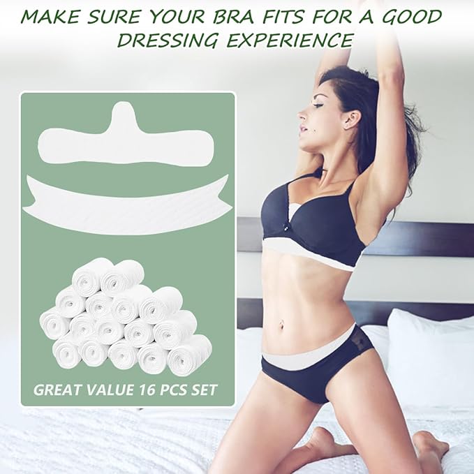 16 Pack Cotton Tummy Liners and Bra Liners Set for Sweat Rash Skin Folds Plus Size Women Sweating Supplies-GlimoraGlow