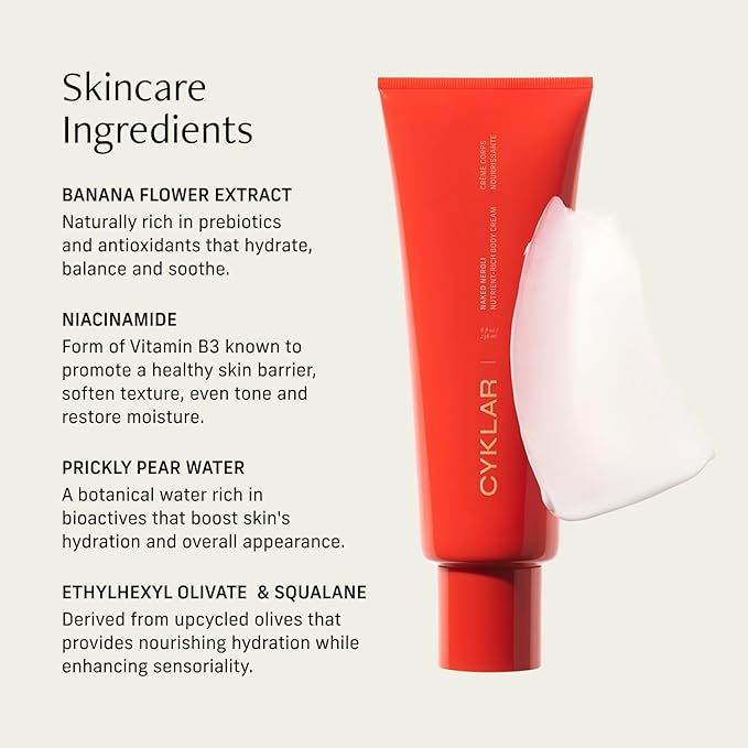 Nutrient Rich Body Cream. Naked Neroli Nourishing Moisturizer with Niacinamide and Banana Flower Extract. Deep Hydration, Thick Body Lotion, Dry Skin Cream for Women and Men, 8 Fl Oz-GlimoraGlow