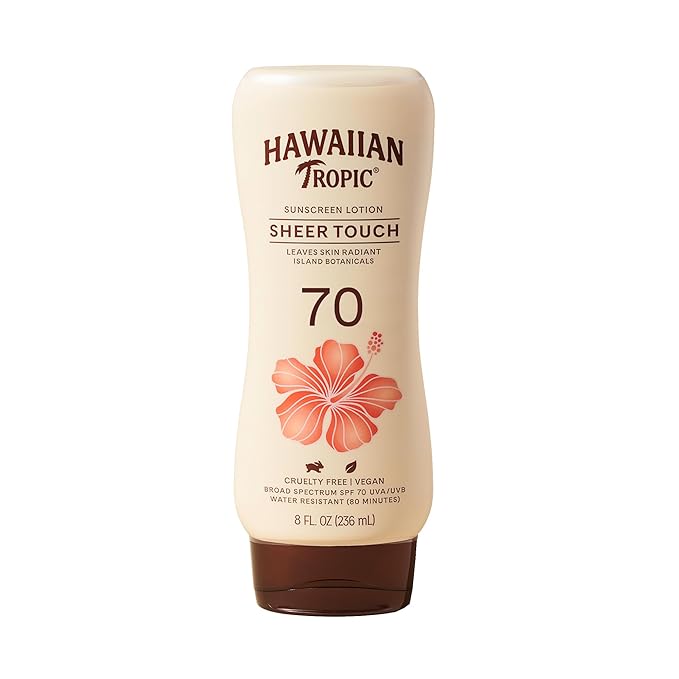 Hawaiian Tropic Sheer Touch Lotion Sunscreen SPF 70, 8oz | Broad Spectrum, Oxybenzone-Free, Sunblock Lotion, Hawaiian Tropic Sunscreen SPF 70, 8oz-GlimoraGlow