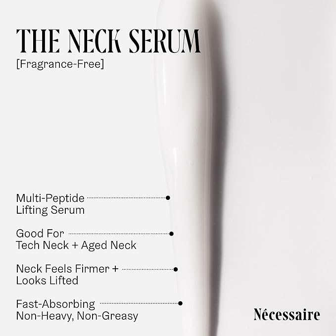 Nécessaire The Neck Serum. Fragrance-Free. 5 Peptides for Tech + Aged Neck. Skin Feels Firm, Looks Lifted. Hypoallergenic. Dermatologist-Tested. 50 ml-GlimoraGlow
