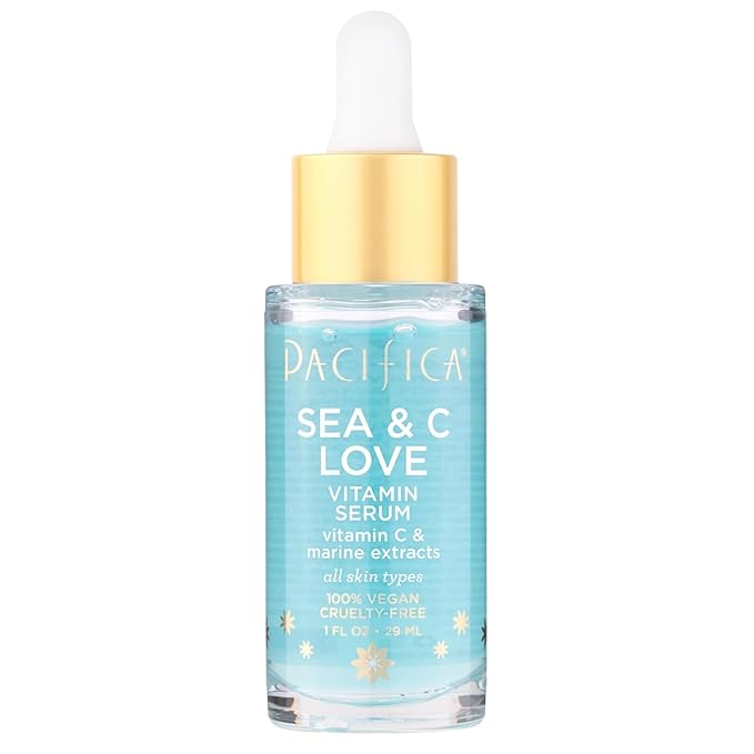 Pacifica Beauty Sea and C Love Vitamin C Serum, Skincare, Hyaluronic Acid, Green Tea, Marine Extracts, Blue Light Protection, Brightening, Lightweight, Face Care, Skin Care Serum, 1 fl oz (1 Count)-GlimoraGlow