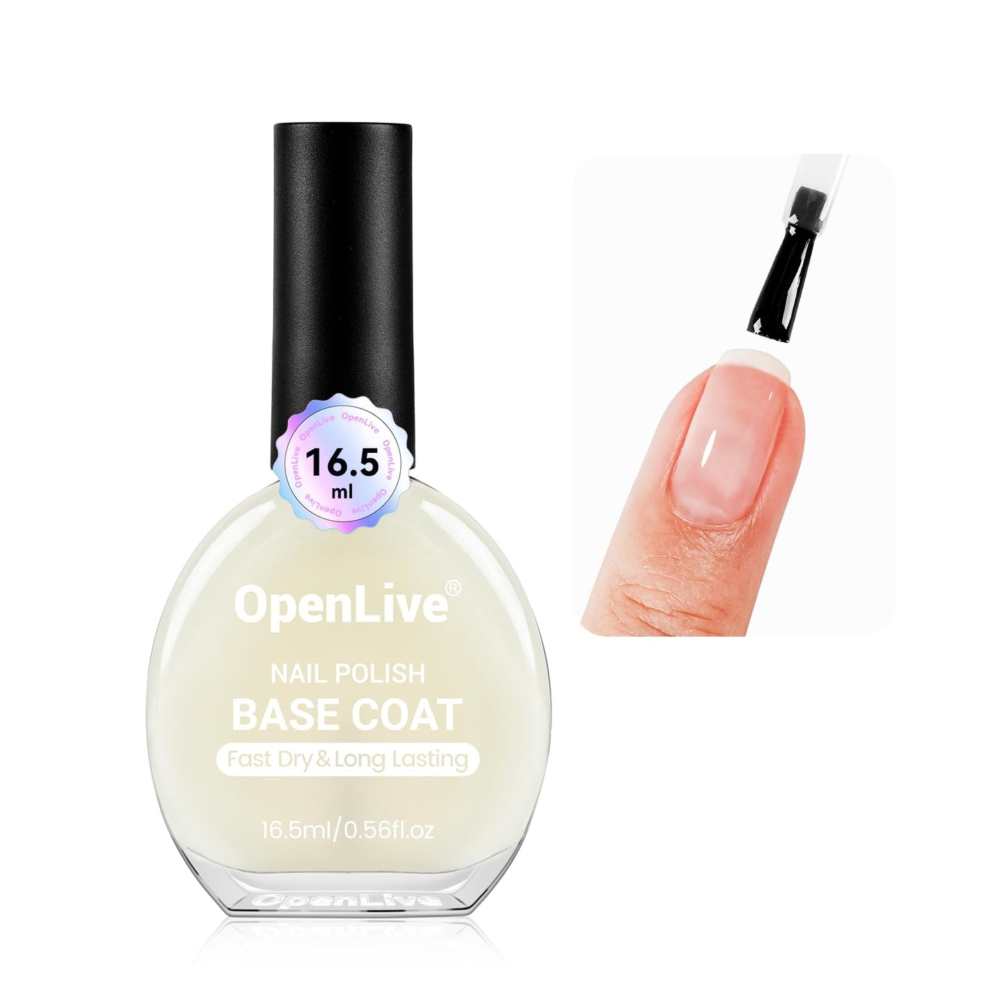 16.5ml Base Coat Nail Polish, Quick Dry Large Volume Base Coat, Color Lock Strengthen Nails for Women Salon DIY Nail Art-GlimoraGlow