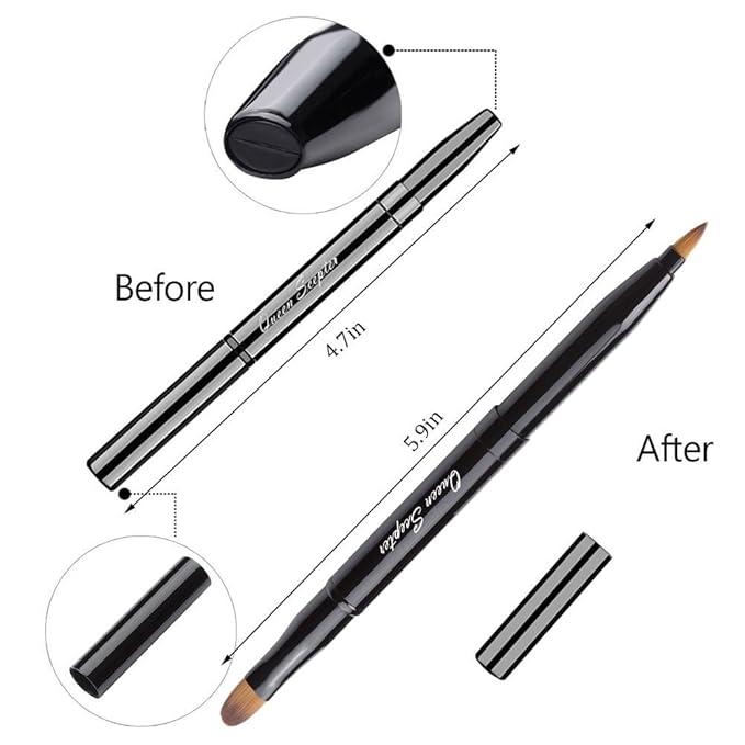 Retractable Dual End Lip Brush Concealer Brush with Cap, Lipstick Eyeshadow Foundation Makeup Brushes Gold, Black, Purple-GlimoraGlow