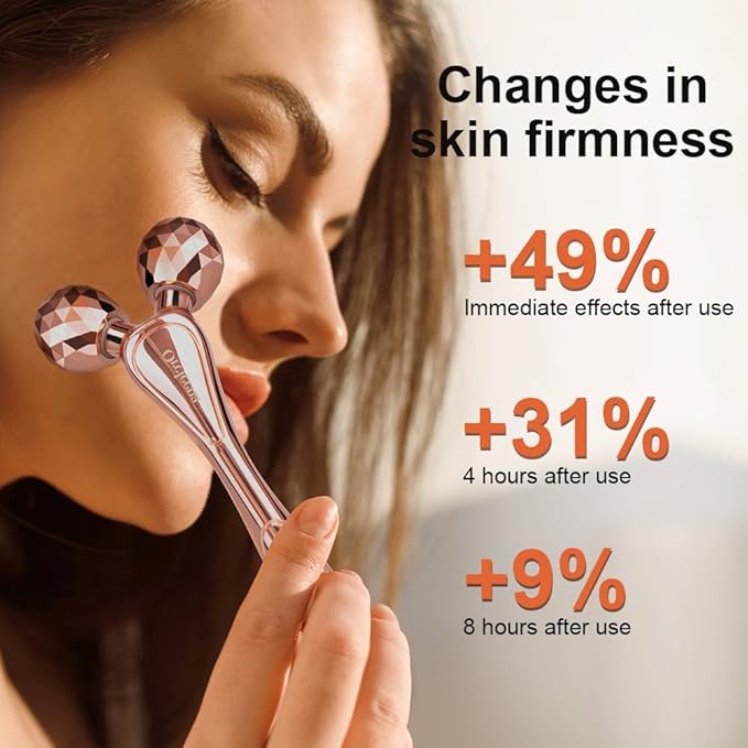 3D Face Roller Metal Facial Massager Face Sculpting Gua Sha Massage Tool for Eye Skin Care Reducing Puffiness Anti-Wrinkle for Women Girl Gift Set(Rose Gold)-GlimoraGlow