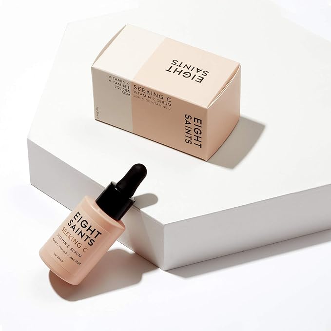 Eight Saints Vitamin C Serum For Face, Anti Aging Facial Serum, Hyaluronic Acid, Vitamin E, Organic Aloe Vera and Jojoba Oil, Hydrating & Brightening Serum for Dark Spots, Fine Lines and Wrinkles, 1oz-GlimoraGlow