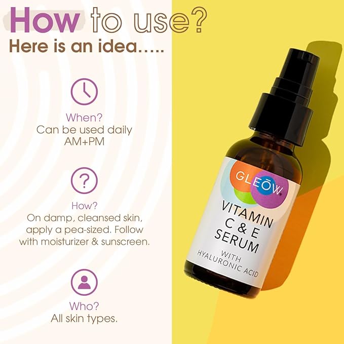 Vitamin C Face Serum, Hydrating Vitamin C Serum for Face with Hyaluronic Acid, Suitable For All Skin Types, Targets the Appearance of Dull Spots 2oz-GlimoraGlow