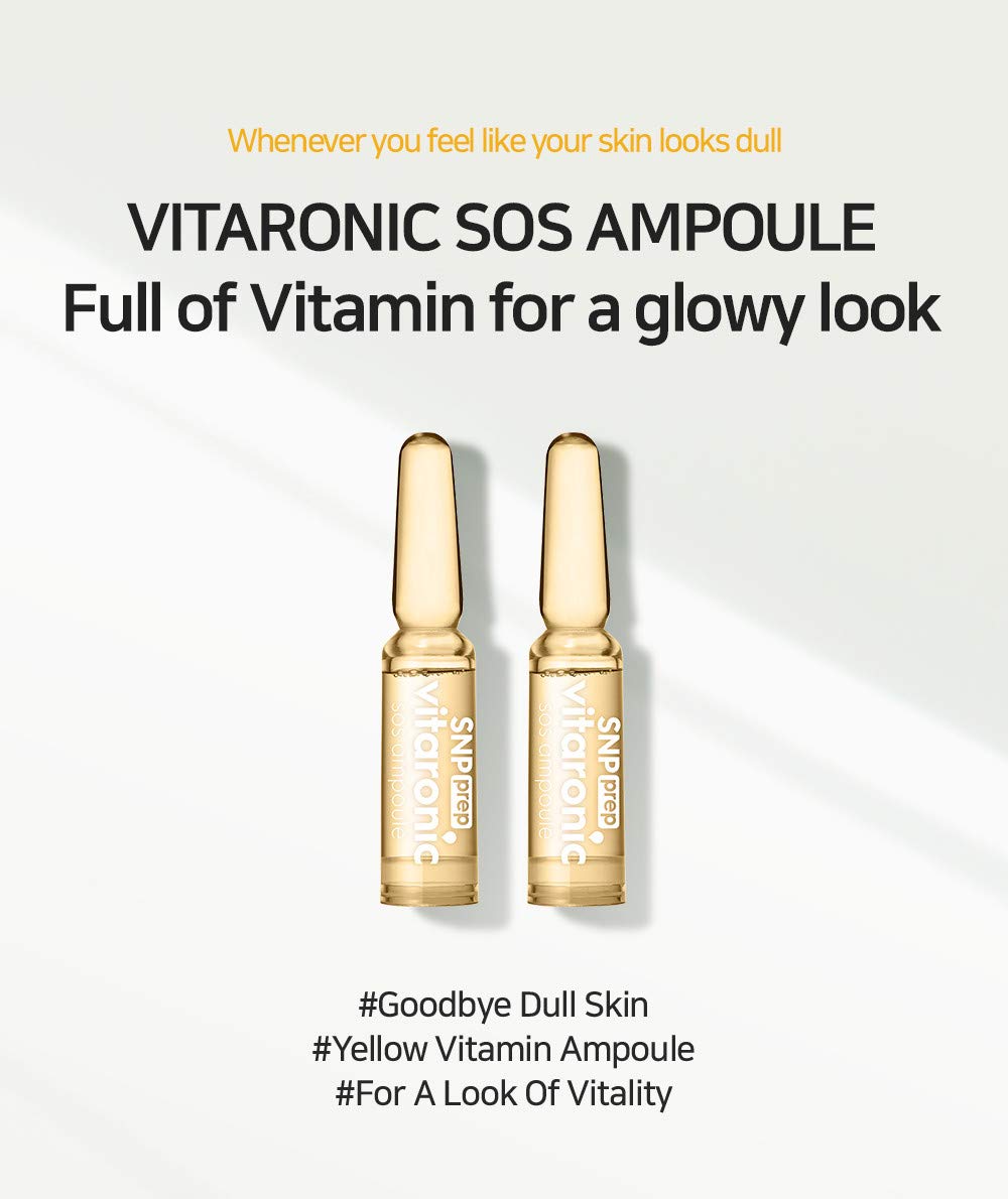 Snp Vitaronic SOS Ampoule | 1 Week Facial Supply Nourishing and Moisturizing for All Skin Types | Korean Skin Care Face Moisturizer | Vitamin Facial Moisturizer | 7 Vials - 1.5ml per Vial-GlimoraGlow