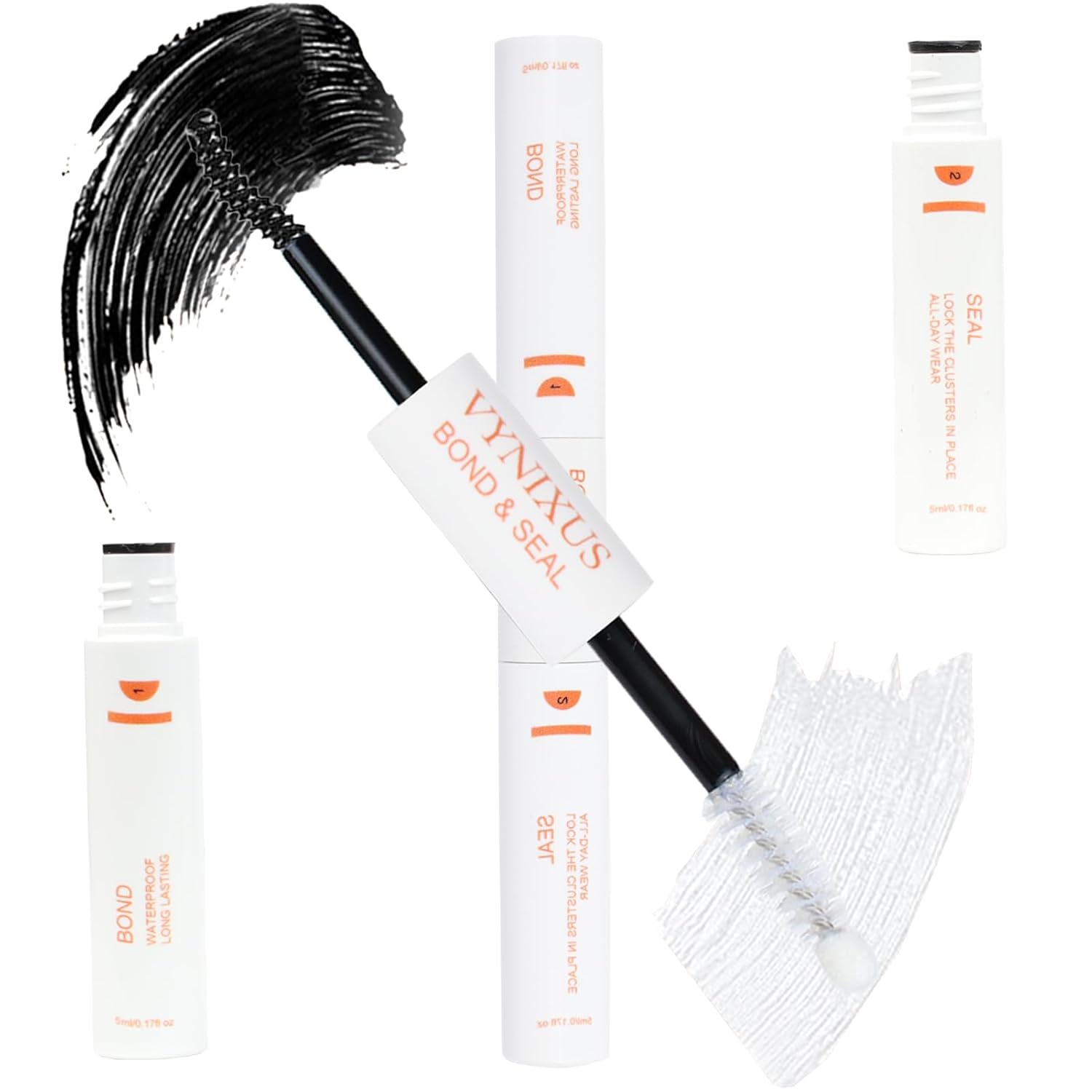 Lash Glue for Eyelash Clusters 2-IN-1 Lash Bond and Seal Waterproof Eyelash Glue DIY Lash Cluster Glue Individual Lash 72H+ DIY at Home 10ml-GlimoraGlow