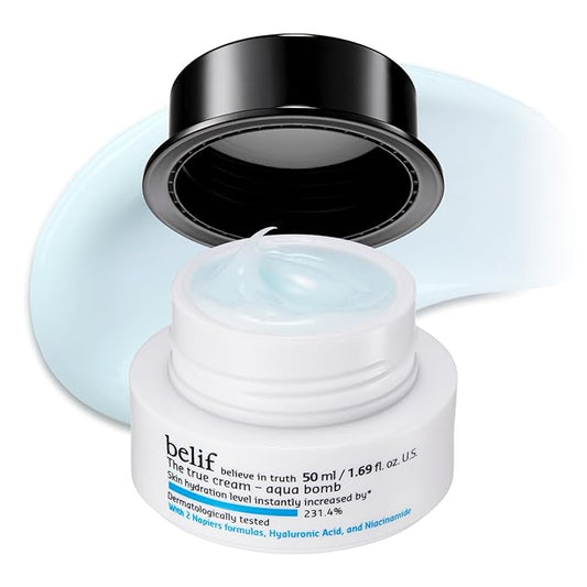 belif Aqua Bomb – Daily Niacinamide Hydrating Moisturizer, Lightweight Plumping Facial Cream with Hyaluronic Acid & Squalane, Cooling Effect, Anti-Aging, Korean Skincare, 1.68 fl oz (50ml)-GlimoraGlow