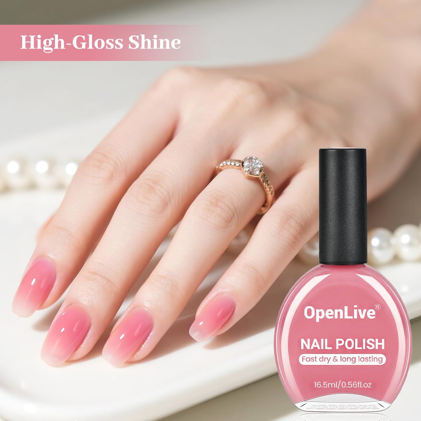 16.5ml Jelly Rose Pink Nail Polish Large Volume Quick Dry Nail Polish, Long Lasting Shine, Fingernail Toenail Nail Art DIY Home Travel Nail Art Gift-GlimoraGlow