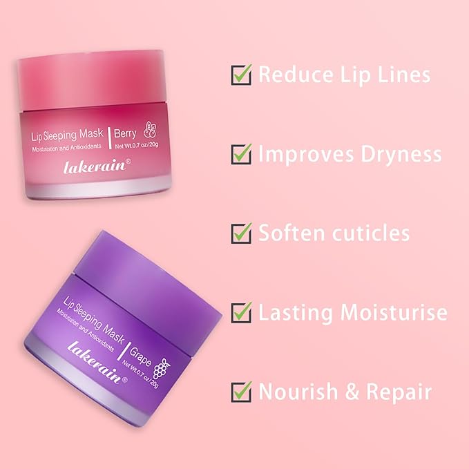 2 Pcs Lip Sleeping Mask, Lip Mask Overnight Hydrate Repair Sleeping Lip Mask, Moisturizing Lip Balm Lip Care Anti Dry Cracked Lip Cream, Lip Scrubs Exfoliator Reduce Lip Lines-GlimoraGlow