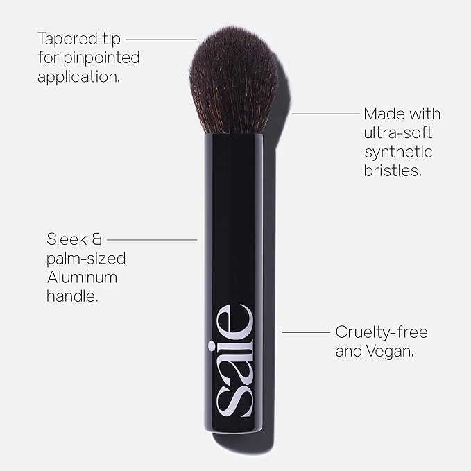 Saie The Fluffy Brush - Soft, Multi-Use Pressed + Loose Powder Brush - Fluffy Makeup Brush with Tapered Tip for Precise Application - Vegan, Cruelty-Free (1 Count)-GlimoraGlow
