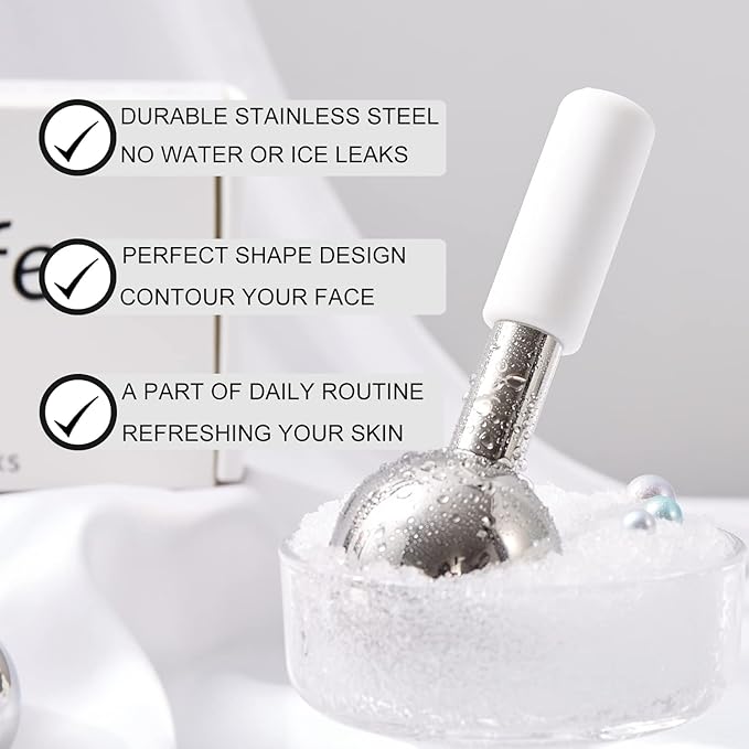 Ice Globes for Face & Eyes, Unbreakable Stainless Steel Cryo Sticks for Beauty Routines, Facials Cold Roller Cooling Globes for Puffiness, Wrinkles, Dark Circles, Headaches-GlimoraGlow