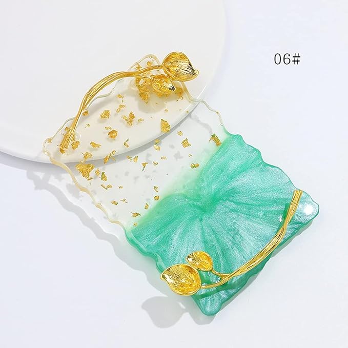 2023 Retro Nail Art Palette, Nail Painting Mixed Color Palette with Leaves Handle, Nail Holder Gel Color Makeup Display Board Pallet (Green)-GlimoraGlow