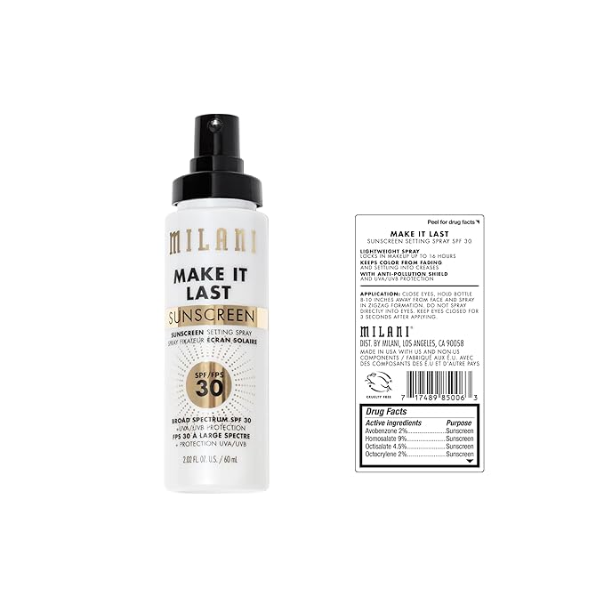 Milani Make It Last Sunscreen - Sunscreen Setting Spray with SPF 30 - Makeup Primer and Setting Spray with SPF30 Sunscreen, Long Lasting Makeup Finishing Spray - 2 Pack-GlimoraGlow