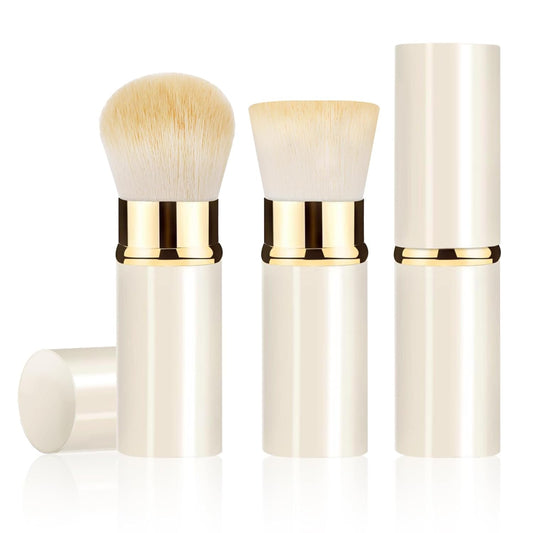 Retractable Kabuki Makeup Brush 2 Pack, Travel Powder Foundation Makeup Brush Face Blush Brushes for Blending Liquid, Blush, Bronzer, Buffing, Sunscreen,Flawless Cosmetics-GlimoraGlow