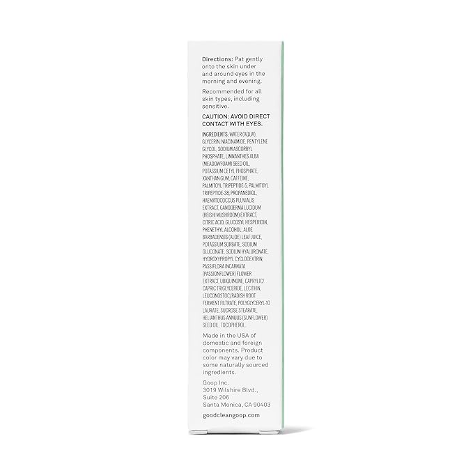 good.clean.goop beauty The Wide-Awake Eye Serum | Gel Serum to Reduce Fine Lines | Peptides, Astaxanthin & Reishi Mushroom Extract | Caffeine Eye Serum for Puffy Eyes & Dark Circles | Vegan | 0.5 oz-GlimoraGlow