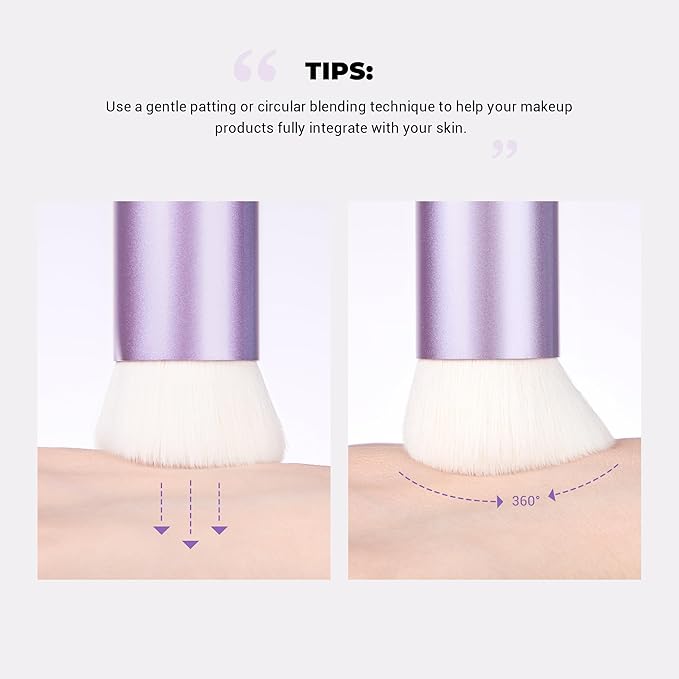 Jessup Foundation Brush for Liquid Makeup, Face Kabuki Makeup Brush for Contour Powder Blush and Bronzer, Ultra-Soft Fiber Perfect for Blending Liquid AS003-GlimoraGlow