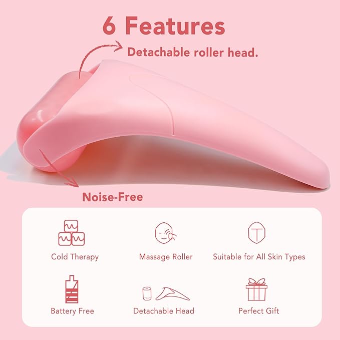 huefull Ice Roller for Face Women, Skin Care Set & Ice Face Roller，Self Care Gifts for Women,Reduces Puffiness and Wrinkle, Facial Massager Tool & Spa Pink Gifts-GlimoraGlow