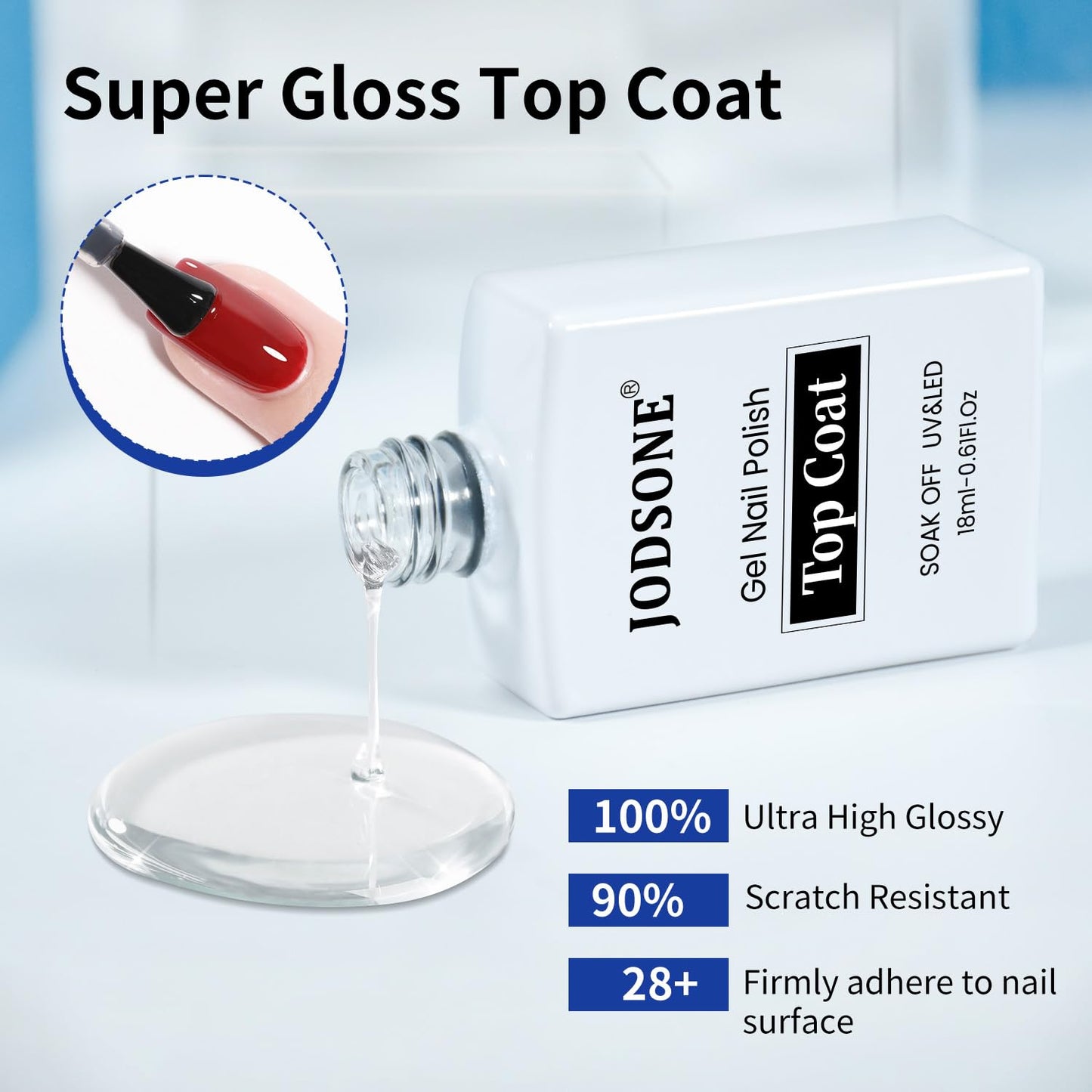 JODSONE 2 Bottles 18ml Top Coat Base Coat Gel Polish Set Compatible for Nail Salon Bright Surface, Girl Gift and At Home DIY Need U V Lamp Curing-GlimoraGlow