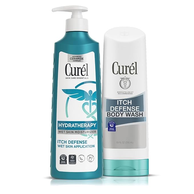 Curel Hydra Therapy Itch Defense Moisturizer and Body Wash Set, Wet Skin Lotion + Curel Itch Defense Calming Daily Cleanser, Body Wash, for Dry, Itchy Skin, 12 oz & 10 oz, Pack of 2-GlimoraGlow