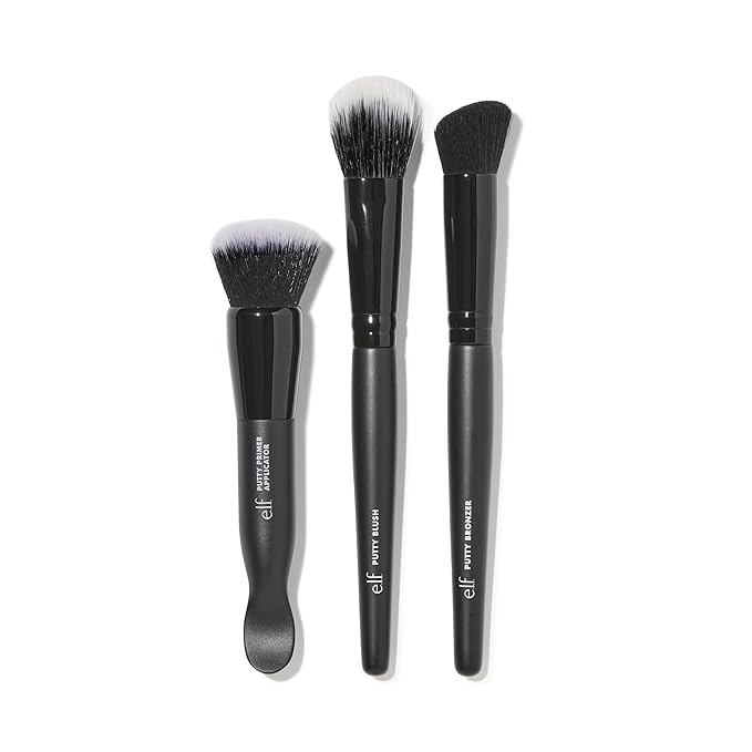 e.l.f. Putty Tools Trio, Set Of 3 Face Makeup Brushes For Putty Products, Helps You Easily Blend Putty Primer, Blush & Bronzer, Vegan & Cruelty-Free-GlimoraGlow