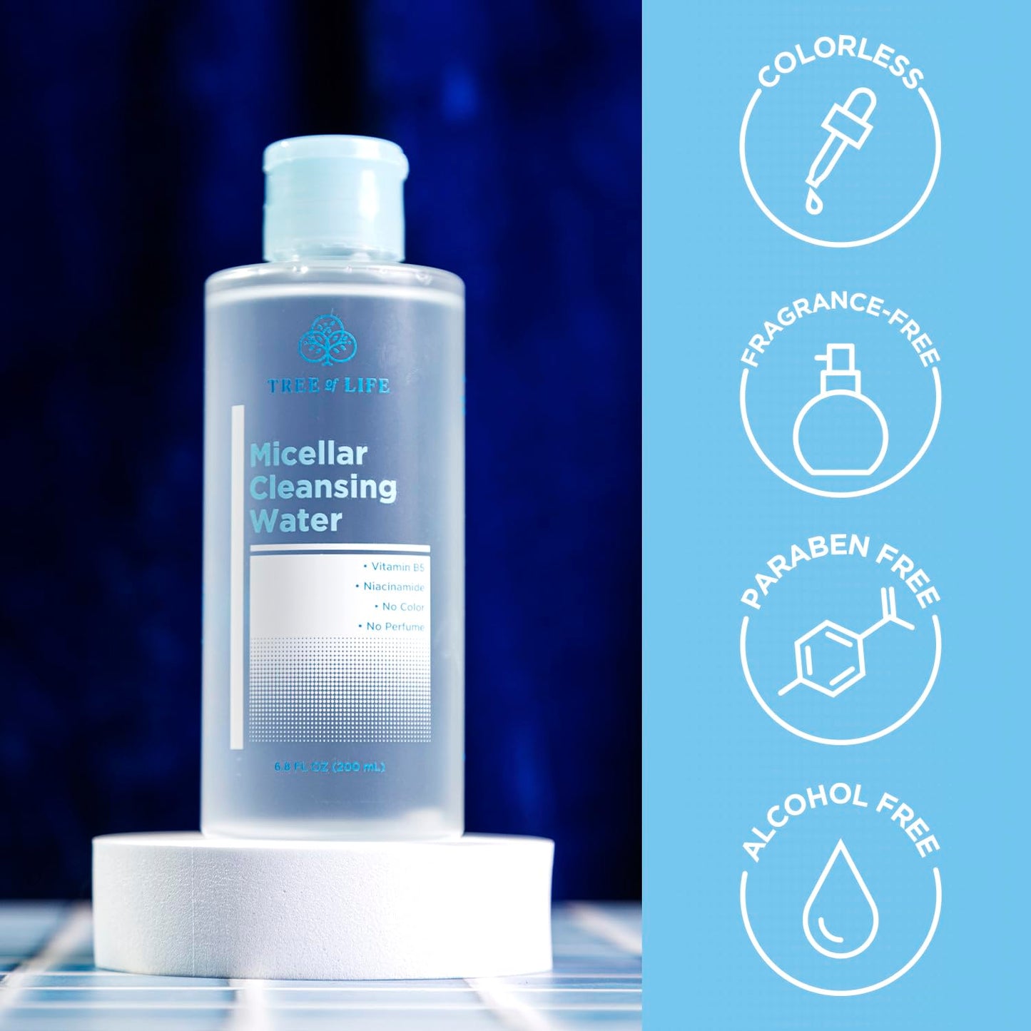 Tree of Life Beauty Micellar Cleansing Water (6.8fl oz) - Micellar Water Makeup Remover with Niacinamide, Vitamin B5, Glycerin - Eye Makeup Remover Liquid, No Rinse Needed-GlimoraGlow