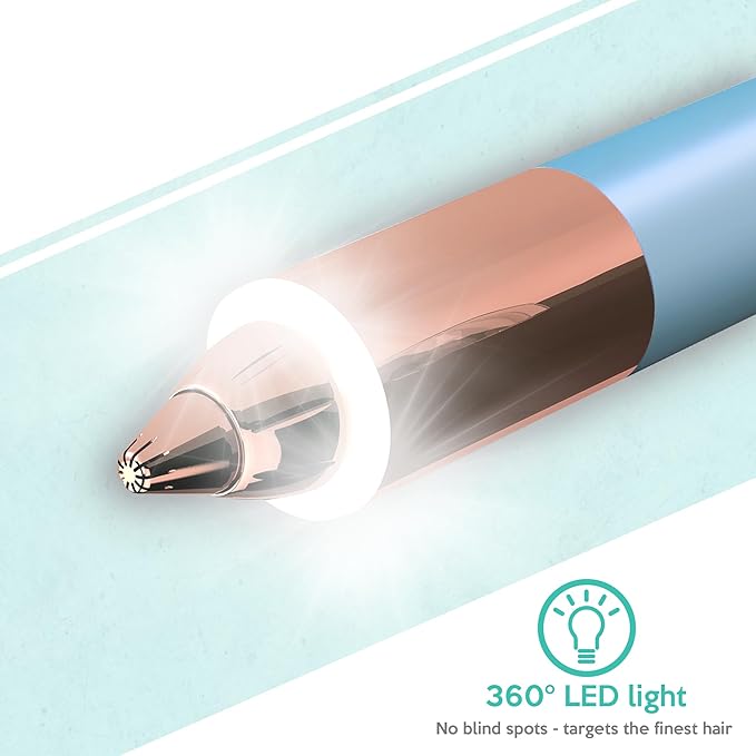 2 in 1 Flawless Eyebrow and Facial Hair Remover for Women Painless Electric Razor Epilator Trimmer Shaver with 18K Gold-Plated, USB Rechargeable, 360° LED for Eyebrow and Face Hair Removal-GlimoraGlow