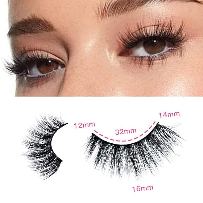 False Eyelashes 48 Pairs Faux Mink Lashes 14mm Wispy Lashes 3D Fluffy Cat Eye Lashes Pack Bulk Wholesale Strip Lashes(style 48-032)-GlimoraGlow