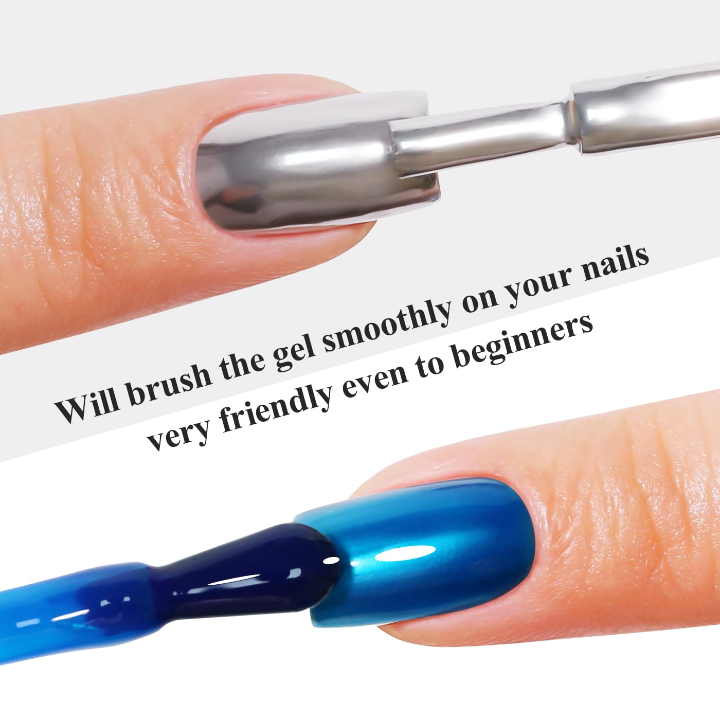 Imtiti Metallic Gel Nail Polish Set, 2 Pcs 10ml Chrome Mirror Shine GEl POlish & Sky Blue Jelly GEL Soak Off UV LED Spring Summer Art Manicure Salon DIY Design Kit-GlimoraGlow