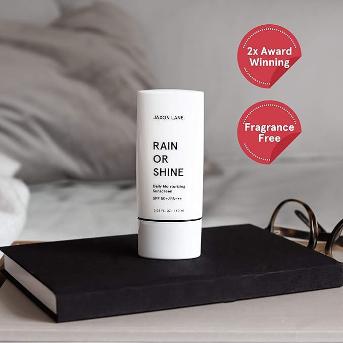 RAIN OR SHINE Anti Aging Face Sunscreen SPF 50 for Clear Skin w/Green Tea, Hyaluronic Acid, Vitamin E Oil, Ginseng Extract, Licorice Root, SPF Moisturizer for Face & Body Cream 2.03 Oz, Unscented, 2Pk-GlimoraGlow