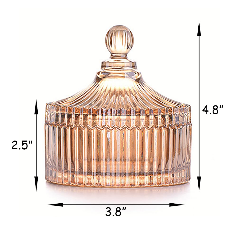 Ultra Soft Powder Puff and Container 3.3" High Density Velvet Dusting Washable Reusable Powder Puff,Body Powder Puff and Glass Jar Holder Loose Powder Box with Puff for Face Makeup(Amber)-GlimoraGlow