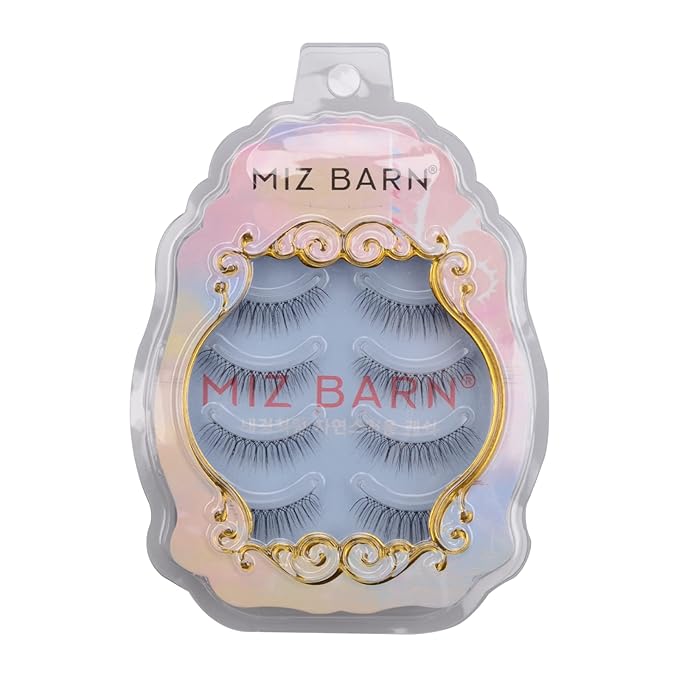 Miz Barn Daily Natural Look False Eyelashes, 4 Pairs Natural Soft Lightweight Comfortable Short Lashes Luxurious Clear Band Handmade False Eyelashes(M12)-GlimoraGlow