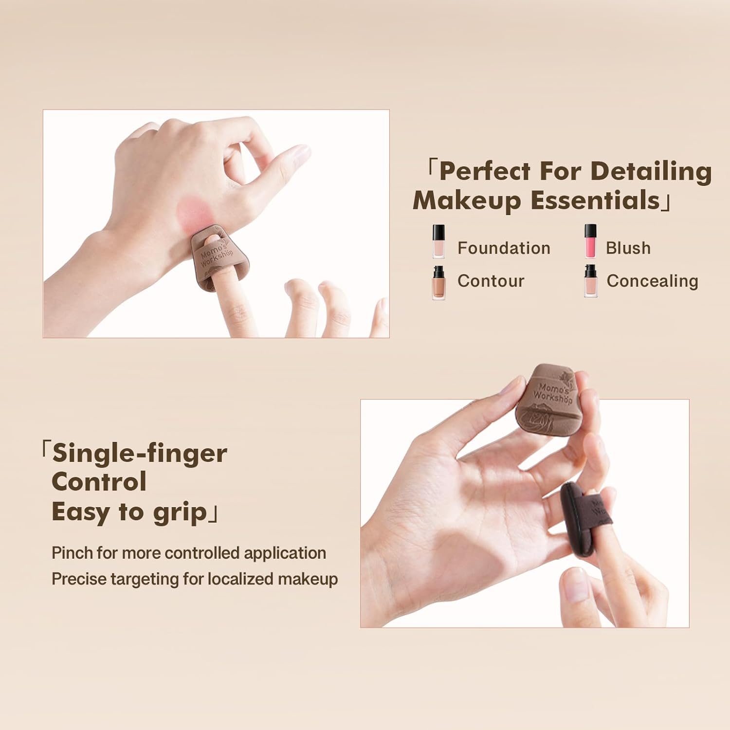 Mini Trapezoidal Makeup Sponge Set,Dual-Use Mini Rubycell Sponge for Foundation/Concealer/Blush,Soft, Even Application for Liquid & Cream Products,3pcs Mini Concealer Puffs & Storage Case-GlimoraGlow