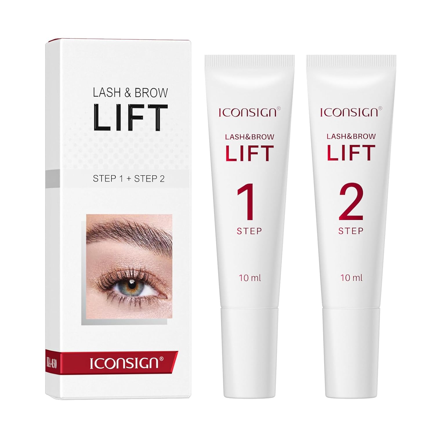 ICONSIGN 2-in-1 Lash Lift Kit Brow Lamination Kit, High-capacity Lotion Tube Design Eyelash Perm Kit Perm & Setting Lotion for Salon or Home Use, White-GlimoraGlow