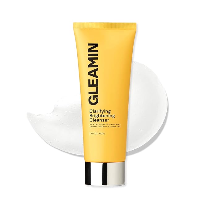 Gleamin Vitamin C Face Wash & Facial Cleanser - Cream to Foam 2% Salicylic Acid Cleanser with Paw Paw & Turmeric - Gentle Exfoliating Facewash for Women & Men, Oily & Combination Skin, 3.4 fl oz-GlimoraGlow