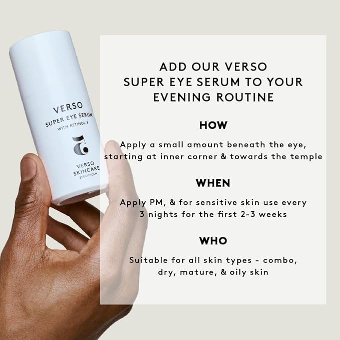 Verso Skin Care | Super Eye Serum | Rejuvenating Under Eye Serum for Youthful Skin | Eye Care Made Easy (0.67 fl oz)-GlimoraGlow