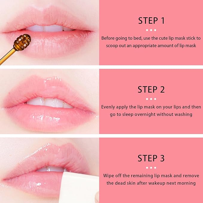 1 PCS Bee Lip Balm Honey Pot, Moisturizing Watermelon Sleeping Lip Balm Lip Mask Overnight, Hydrate Lip Repair Prevent Dry and Cracked Lip Care, Nourishes the Lip Skin, Reduces Lip Lines-GlimoraGlow
