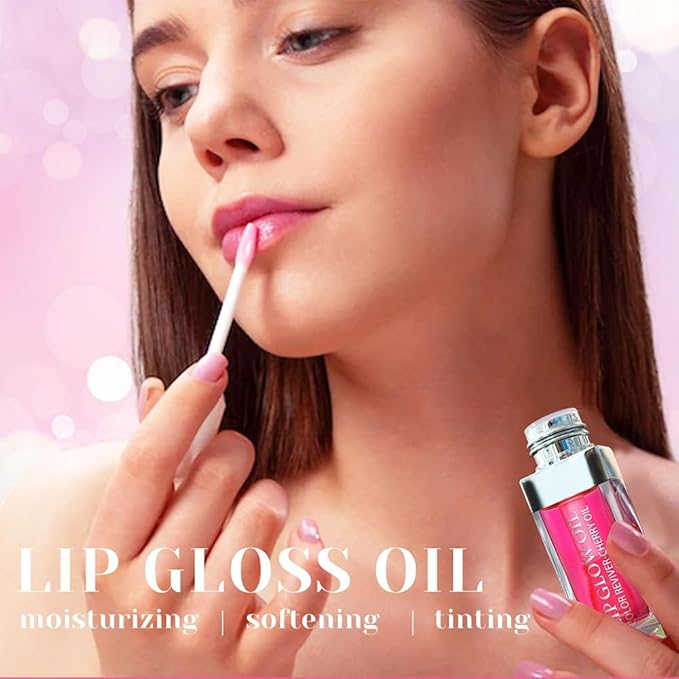 Hydrating Lip Glow Oil, Moisturizing Lip Glow Oil, Nourishing Glossy Transparent Lip Oil, Plumping Lip Oil, Lip Balm, Non-sticky Tinted Toot Lip Balm for Lip Care (RASPBERRY) 0.2 OZ-GlimoraGlow