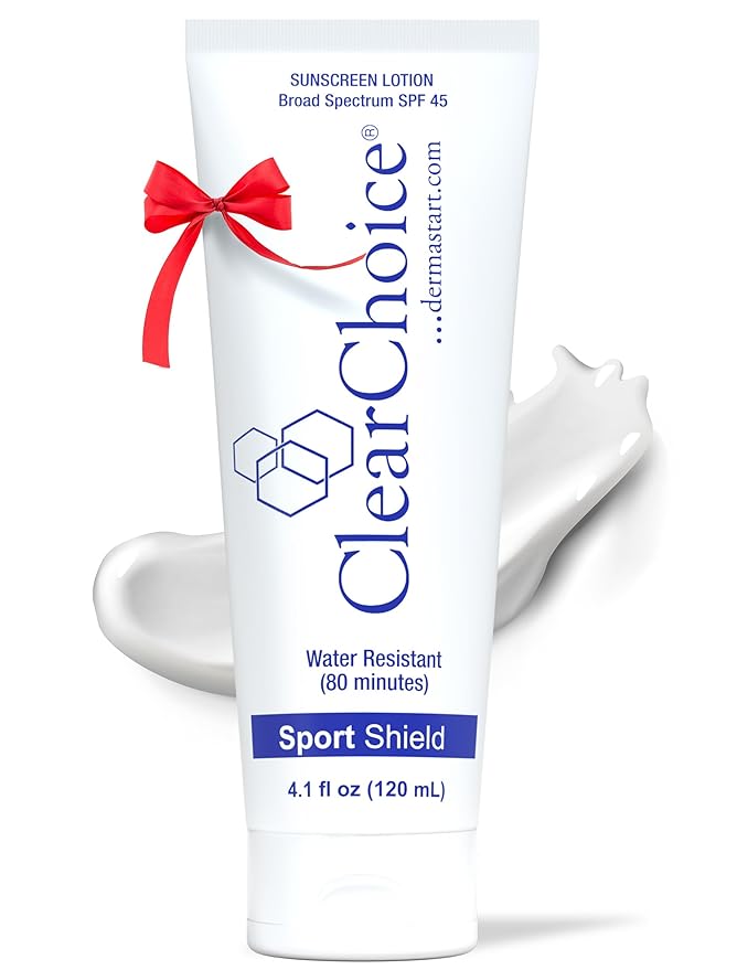 Clear Choice Sunscreen for Face SPF 45, Oil Free Sunblock & Light Moisturizer with Zinc Oxide, Reef-Safe, Broad Spectrum, Water-Resistant, No White Cast, Dermatologist Recommended, 4oz-GlimoraGlow