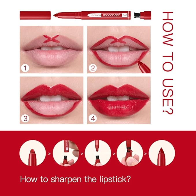 ibcccndc 6PCS Lip Liner and Lipstick Set - High Pigmented Creamy Matte Lip Liner Pencil Set for Girls and Women, Lip Makeup Gift Sets - Includes Nude and Red Lip Liners, Waterproof Formula (A)-GlimoraGlow