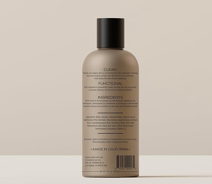 Face Wash – EWG Verified, Gentle & Hydrating Cleanser with Aloe, Niacinamide & Vitamin C, Removes Dirt Without Stripping Skin (5 fl oz)-GlimoraGlow