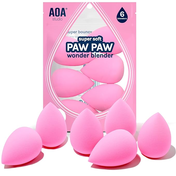AOA Studio Collection makeup Sponge Set Latex Free and High-definition Set of 6 makeup Wonder blender For Powder Cream and Liquid, Super Soft Wonder Beauty Cosmetic-GlimoraGlow