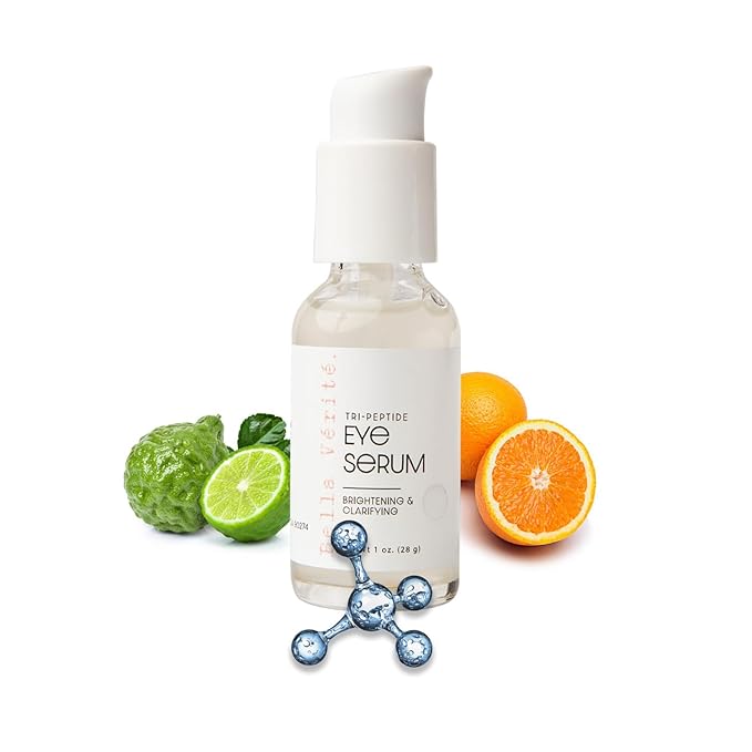 Bella Vérité. Vegan, Tri-Peptide Eye Serum for Mature Skin, Under Eyes to Smooth Fine Lines, Brighten Dark Circles and De-Puff Bags with Hyaluronic Acid, Bergamot, and Triple Peptides, 1 Fl Oz-GlimoraGlow