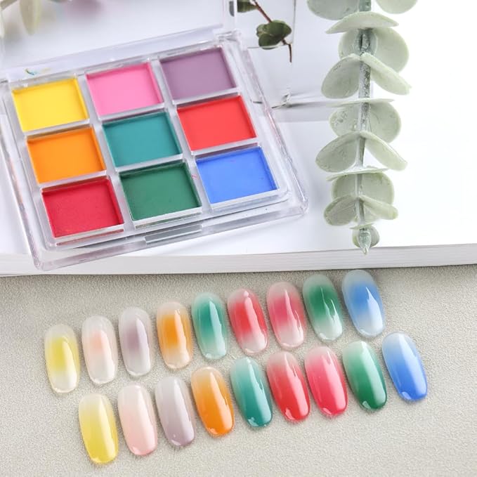 18 Colors Neon Phosphor Solid Pigment Powder Set for Ombre Nails, Fluorescent Nail Pigment Glitter Iridescent Rubbing Dust with Nail Ombre Brush for Gradient Nail Art Manicure DIY Accessories-GlimoraGlow