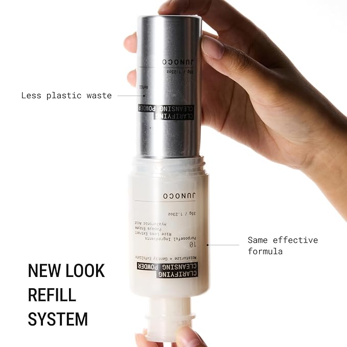 JUNO & Co. JADE Clarifying Cleansing Powder, Refillable Exfoliating Enzyme Face Cleanser to Enhance Smooth, Hydrated Skin-GlimoraGlow