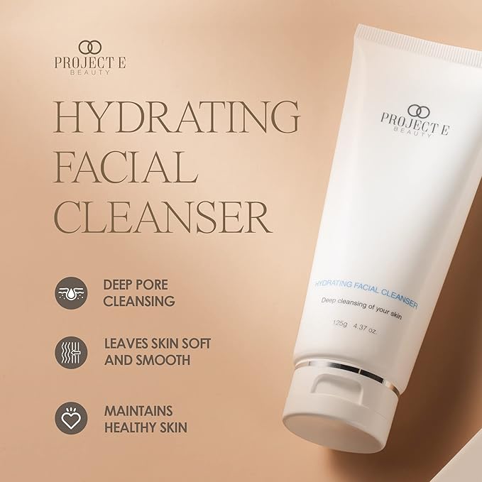 Project E Beauty Hydrating Facial Cleanser Gentle Cleansing | Removes Dirt, Oil & Makeup | Moisturizes & Hydrates | Brightens Complexion | Non-Foaming Formula | For All Skin Types | 125g-GlimoraGlow