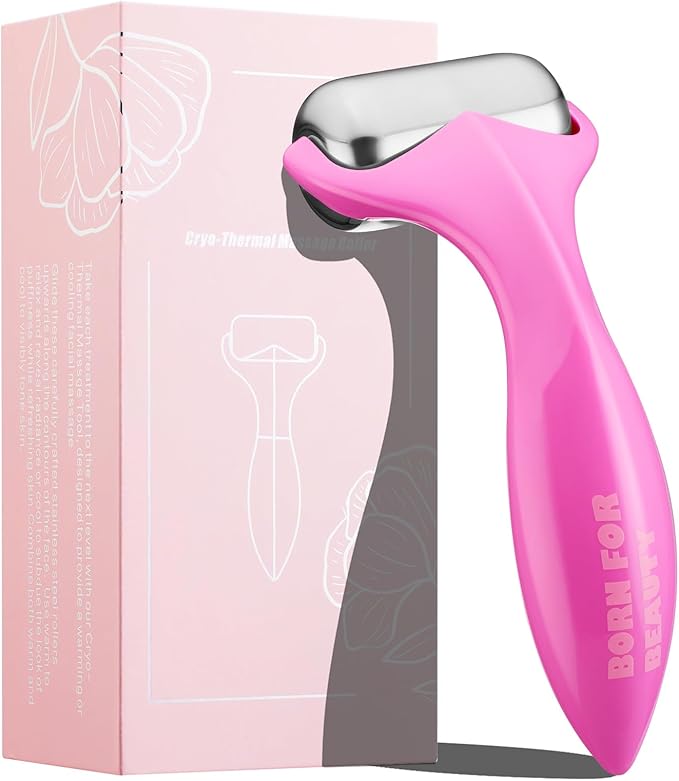 360° Rotating Ice Roller for Face-Stainless Steel Facial Massage Tool for Skin Tightening, Ice Face Roller -Wrinkle Reduction & Dark Circle Relief, Gift for Skincare Enthusiasts.-GlimoraGlow