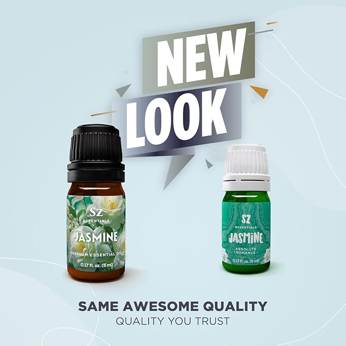 Jasmine Absolute Essential Oil – 100% Pure & Undiluted – 4 Jasminum Species – Divine Floral & Exotic Scent! – Aromatherapy & Natural Perfumery - Therapeutic Grade & Vegan – 0.17oz (5mL)-GlimoraGlow